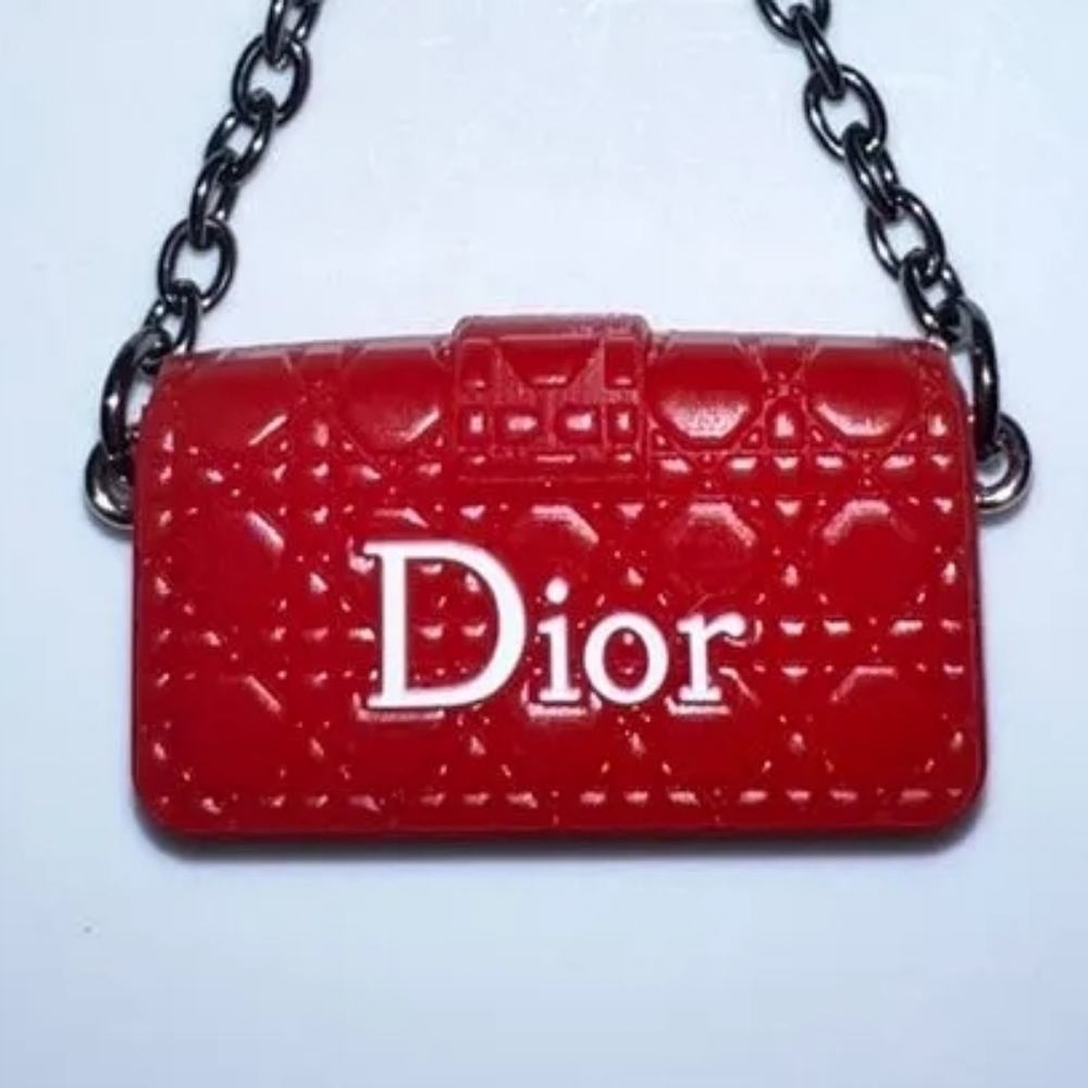 New Keychain‎, Luxury Mini Bag Charm, Red, White Logo Monogram